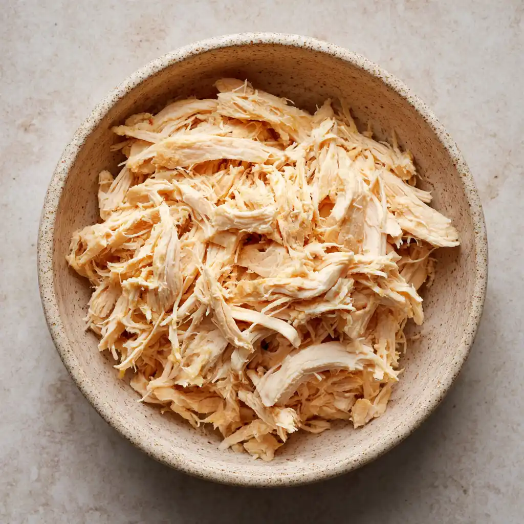 shred your chicken for Curry Chicken Salad Recipe