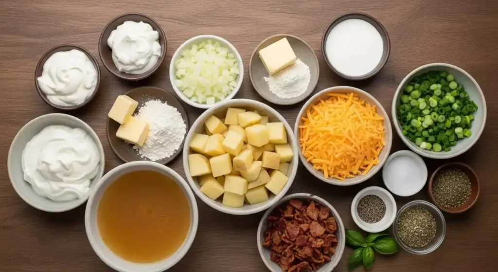 Loaded Baked Potato Soup ingredients