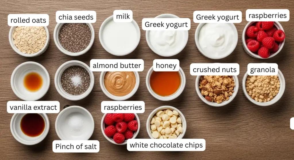 Raspberry Overnight Oats recipe ingredients