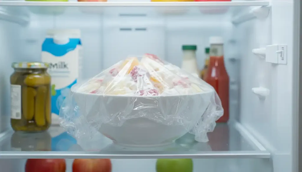 Refrigerate fruit fluff salad bowl