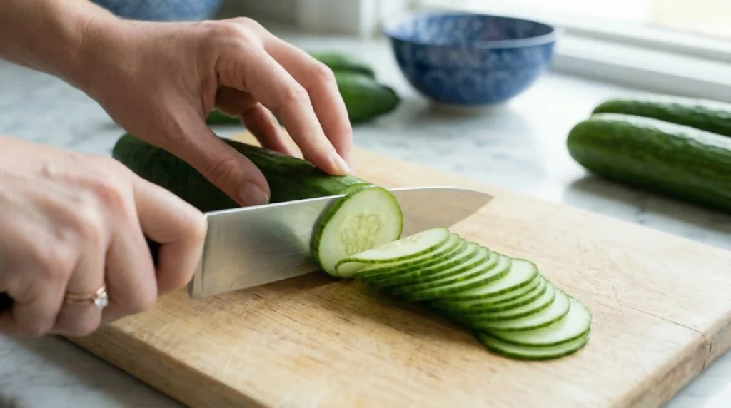 Asian Cucumber Salad cutting