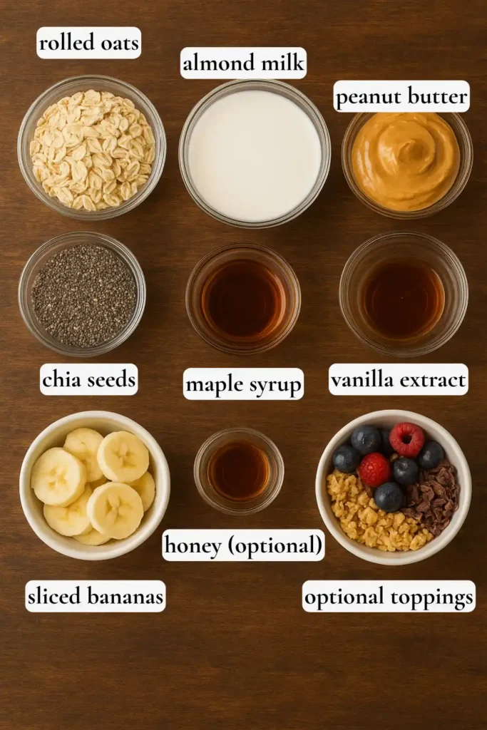 Peanut Butter Overnight Oats recipe ingredients