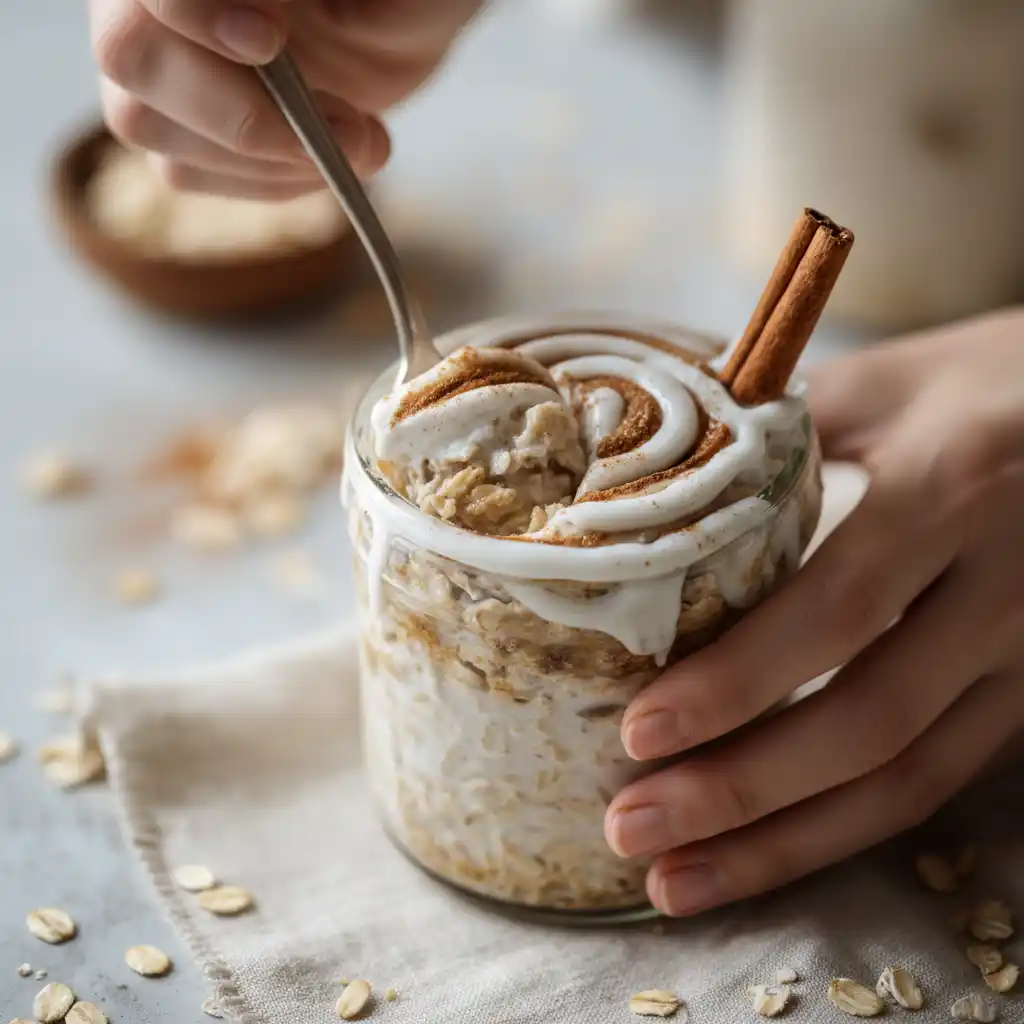 cinnamon roll overnight oats recipe